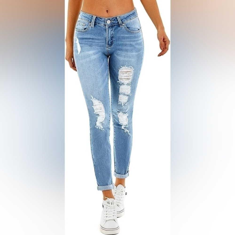 Authentic RHODANTHE Women's distressed Boyfriend Luxury Jeans